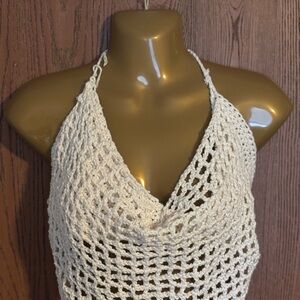 White Crochet Halter Top
